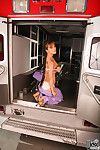 Asian milf Mia Smiles is in the lorry stripping and playing with the panty