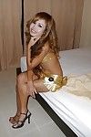 Thai prostitute Kie wetting nice ass in shower before posing naked on bed