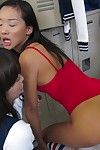 Asian teenager Alina Li and girlfriend getting fucked by white dick