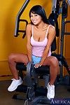 Raven haired breathtaking asian Gianna Lynn gets her pussy poked at the gym