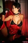 Esotici Grande dai seni Bellezza Gianna Lynn Vestito in rosso e Nero prende vetro Dildo in Il suo figa