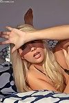 Golden-haired angel Jana Jordan slips out of her  to have fun a hot sunbathing session