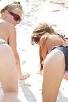 Two satisfying and astonishingly hot angels in bikini are demonstrating their apple bottoms outdoors