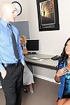 Clammy brunette hair milf Kerry Louise with giant jugs enjoys hardcore banging in the office
