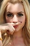 Tasty compact golden-haired tease Lexi Belle gives a seductive outdoor stripping