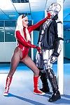 Euro blond Jessie Volt gives oral-job and takes anal from BBC in cosplay attire