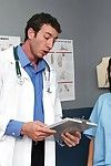 Beautiful brunette Kortney Kane with perfect round boobs purchases team-fucked by thick dicked doctor