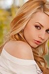 Licentious blond princess Lexi Belle naughtily flashing the petite whoppers and taut snatch outdoor