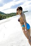 Boobsy asian dear with neat waste Aya Hirai slipping off her bikini outdoor