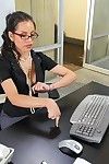Breasty four-eyed office pretty Yurizan Beltran kicks off her shoes and gets penetrated