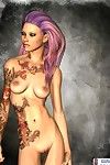 Tattooed punk caricature posing undressed