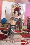 Brunette girl Nakita Kash shaking the naked tits when performing belly-dance