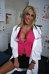 Busty blonde doctor Misty Vonage gets a facial after a steamy fuck with her patient