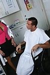 Busty blonde doctor Misty Vonage gets a facial after a steamy fuck with her patient