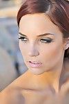 Fully nude busty redhead Jayden Cole with perfect body shows it all at the poolside