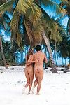 Huge nude blonde Mandy Bright enjoys anal sex in sand on the wild beach