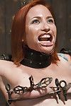 Redhead girl Sophia Locke taking electroshock and nipple torture in bondage