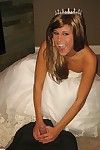 Melissa Midwest dressed in wedding dress shows and fingers her sexy hairless pussy