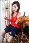 Brown hair Oriental youthful Yumi teases her youthful cage of love with a bat