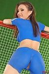 nhật bản cơ thể nghệ thuật mẫu Annie Ling giả vờ Thế Này con gà đeo màu xanh da constricted bóng đá đồng phục