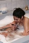 Boobsy Eastern Mika Tan acquires keen to the foam washroom with stud and lets him fuck her mounds