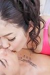 Raunchy Chinese whore Ryu Enami is oiling her untamed body in pink swimsuit and then riding fucker\'s penis with wet crack